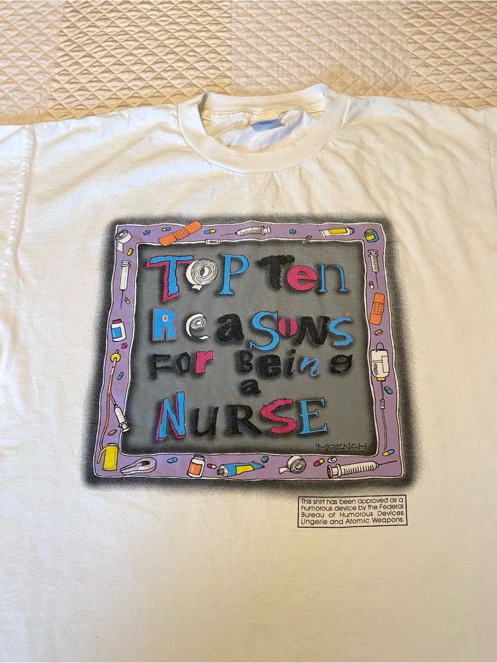 Top Ten Reasons for Being a Nurse Graphic Tee - White